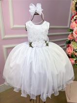 Vestido Infantil Daminha Midi Flores Branco - Elegante e Confortável Vestido Infantil Daminha Midi Flores Branco - Elegante e Confortável