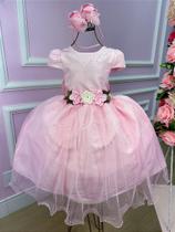Vestido Infantil Daminha Midi Flores Rosa Bebê - Elegante e Confortável Vestido Infantil Daminha Midi Flores Rosa Bebê - Elegante e Confortável