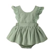 Vestido Infantil de Algodão para Bebês e Meninas - Sem Mangas, Gola Quadrada, Verão