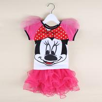 Vestido Infantil de Bebê Fantasia Minnie Rosa Saia De Tule