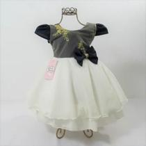 Vestido Infantil de Bebê Luxo Festa Casamento Formatura Renda Preto
