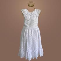 Vestido Infantil de Bolinha Devore Dots - Modelo Casual com Babado Romântico