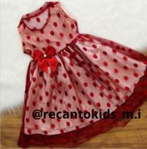 Vestido infantil de bolinha vermelha