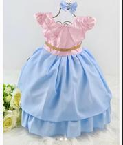 Vestido Infantil de Festa Aniversário Luxo Princesa Chuva de Amor com Brilho Azul e Rosa Vestido Infantil de Festa Aniversário Luxo Princesa Chuva de Amor com Brilho Azul e Rosa