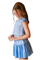 Vestido Infantil De Festa Azul Estilo Macaquinho Em Tule Trabalhado 497*