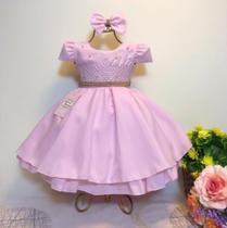 Vestido Infantil de Festa cor Rosa tamanho 1