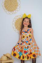 Vestido Infantil de Festa Junina Arraiá São João Colorido Estampado Diversos Tam 2 ao 10