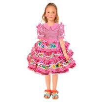 Vestido Infantil de Festa Junina Rosa Xadrez de e Alta Costura Saia Enorme Rodada Para Meninas Rainha Caipira de 2 a 10 anos Vestido Infantil de Festa Junina Rosa Xadrez de e Alta Costura Saia Enorme Rodada Para Meninas Rainha Caipira de 2 a 10 anos