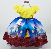 Vestido infantil de festa luxo princesa temática a bela e a fera (tam 1 ao 4) cod.000166