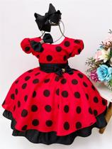 Vestido infantil de festa luxo vermelho princesa minnie ladybug (tam 1 ao 4) cod.000229