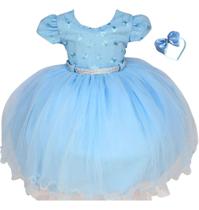 Vestido Infantil De Festa Menina Borboletas Luxo Com Tiara