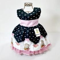 Vestido infantil de festa menina com estampa de casa de boneca (tam 1 ao 3) cod.000128