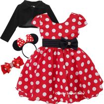 Vestido Infantil De Festa Minnie Vermelho Com Kit Completo Vestido Infantil De Festa Minnie Vermelho Com Kit Completo