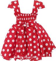 Vestido Infantil De Festa Minnie Vermelho Com Kit Completo