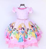 Vestido Infantil De Festa Princesas Luxo Com Tiara