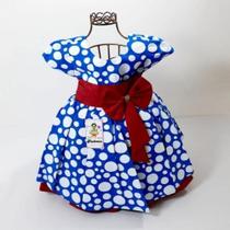 Vestido infantil de festa temático azul da galinha pintadinha (tam 1 ao 4) cod.000114