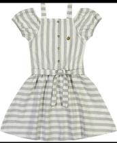 Vestido infantil de linho listrado Vestido infantil de linho listrado