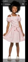 Vestido infantil de linho listrado Vestido infantil de linho listrado