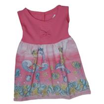 Vestido Infantil de Meia Malha Com Estampa Oceano