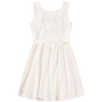 Vestido infantil de menina branco de laise com abertura costas