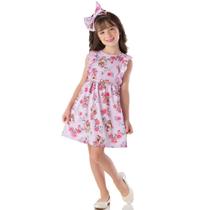 Vestido Infantil de Menina Floral Rosa