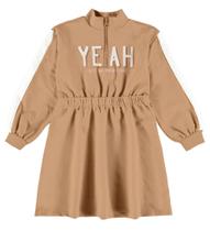 Vestido infantil de moletom malwee kids yeah bege 6