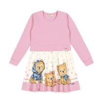Vestido Infantil de Moletom Rovitex Trick Nick Rosa/Bege