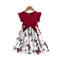 Vestido Infantil de Princesa com Tule Floral e Babado - 3 a 7 Anos