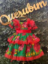 Vestido Infantil de quadrilha Maria Bonita , mini chapéu e saiote - Ref MB0001