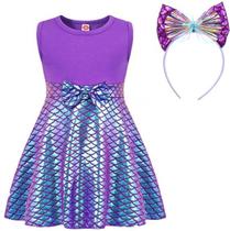 Vestido infantil de sereia HenzWorld 3T roxo