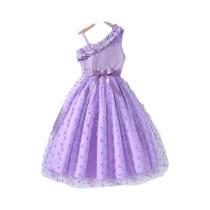 Vestido Infantil de Verão com Decoração de Renda e Tule para Meninas, Estilo Princesa Vestido Infantil de Verão com Decoração de Renda e Tule para Meninas, Estilo Princesa
