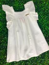 Vestido Infantil Decote Quadrado Pom Pom Off White Tam 3 Vestido Infantil Decote Quadrado Pom Pom Off White Tam 3