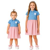 Vestido Infantil Denim & Tule Rosa Trick Nick Tamanho 1 a 10