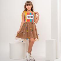 Vestido Infantil Divertido Chocolate Mm's o Doce da Moda