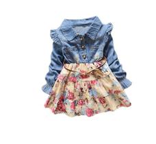 Vestido Infantil Djeans Floral maga longa Vestido Infantil Djeans Floral maga longa