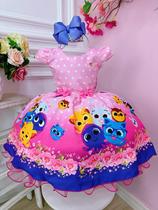 Vestido Infantil do Bolo fofos Rosa Com Aplique de Lacinhos Pão de Queijo