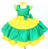 Vestido Infantil Do Brasil Copa Luxo Oferta E Tiara