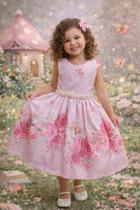 Vestido Infantil Dolce Amore Rosa Floral TAM:4
