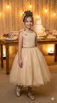 Vestido Infantil Dourado para Festa das Princesas Mariely - Elegância e Sofisticação