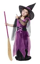 Vestido Infantil e Adulto Fantasia Halloween Bruxa Bruxinha + Chapéu