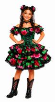 Vestido Infantil e Juvenil de Festa Junina Luxo Super Rodado Com Corselet e Babados Caipira 2 a 16 anos Vestido Infantil e Juvenil de Festa Junina Luxo Super Rodado Com Corselet e Babados Caipira 2 a 16 anos