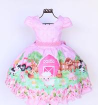 Vestido Infantil E Juvenil Fazendinha Safari Com Tiara Vestido Infantil E Juvenil Fazendinha Safari Com Tiara