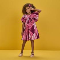 Vestido infantil em Algodão na cor Magenta - Nanai