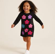 Vestido Infantil em Fios de Mousse com Flores Coloridas
