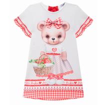 Vestido Infantil em Fly Tech Estampa de Urso - Kukiê