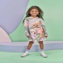 Vestido Infantil em Fly Tech Menina Manga Longa Vestido Infantil em Fly Tech Menina Manga Longa