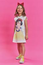 Vestido Infantil em Fly Tech Off White Branca de Neve Kukiê