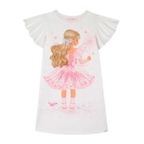 Vestido Infantil em Fly Tech Off White Estampa de Fada Kukiê