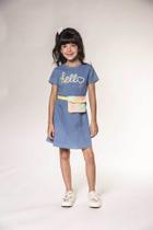 Vestido Infantil em Jeans Hello Strass e Pochete Moletinho Tie Dye - Kukie