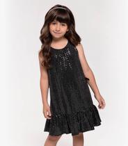 Vestido Infantil Em Lantejoula Trick Nick Preto